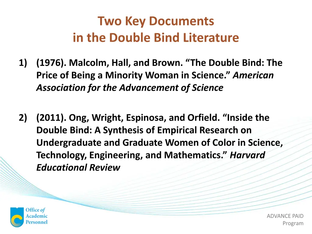 two key documents in the double bind literature