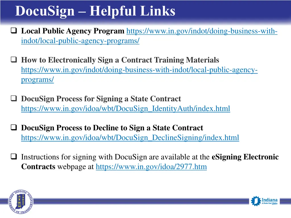 docusign helpful links