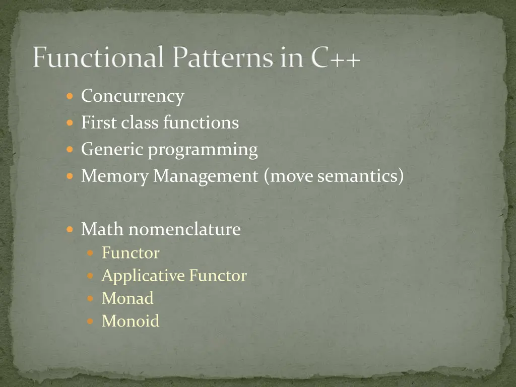 functional patterns in c