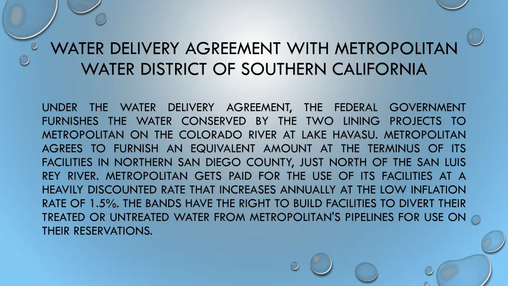 water delivery agreement with metropolitan water