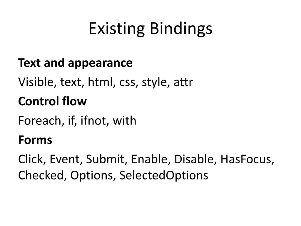 existing bindings