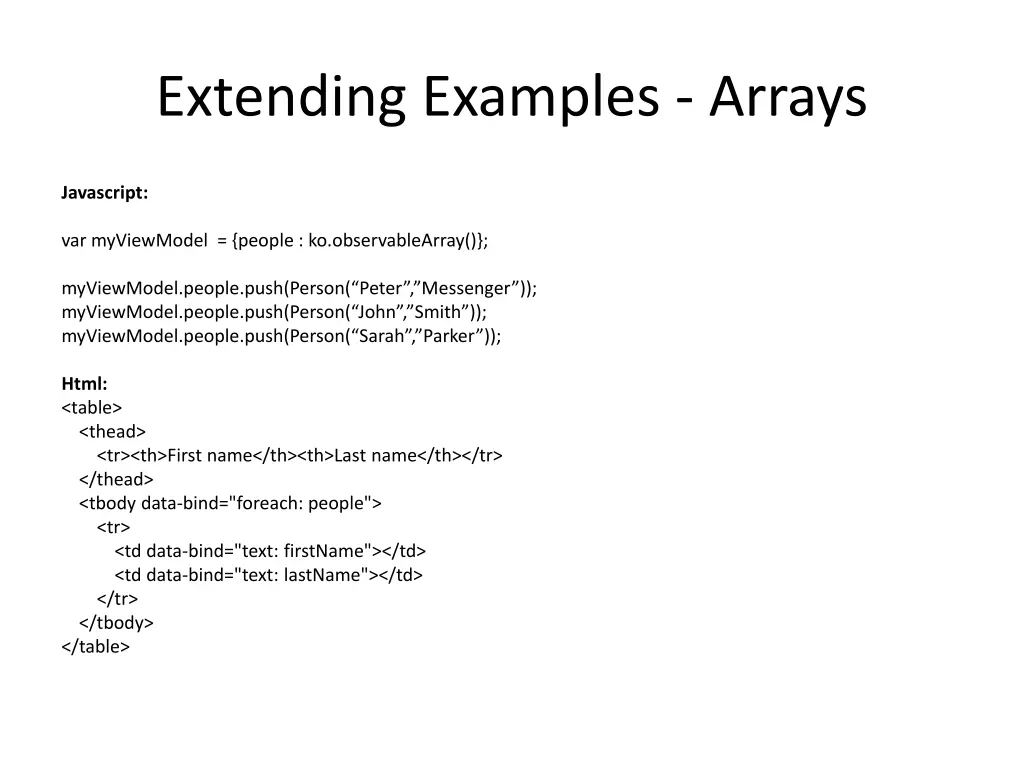 extending examples arrays