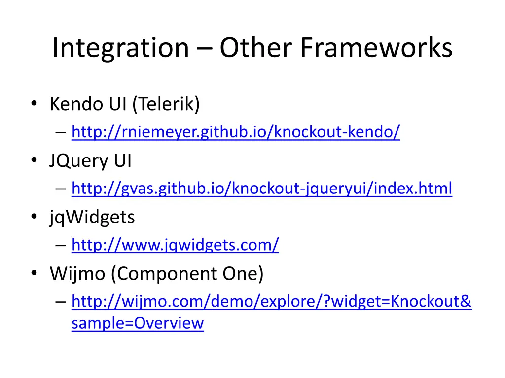 integration other frameworks