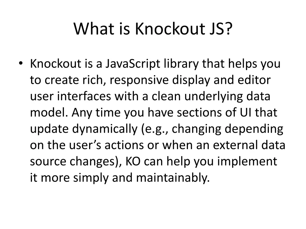 what is knockout js