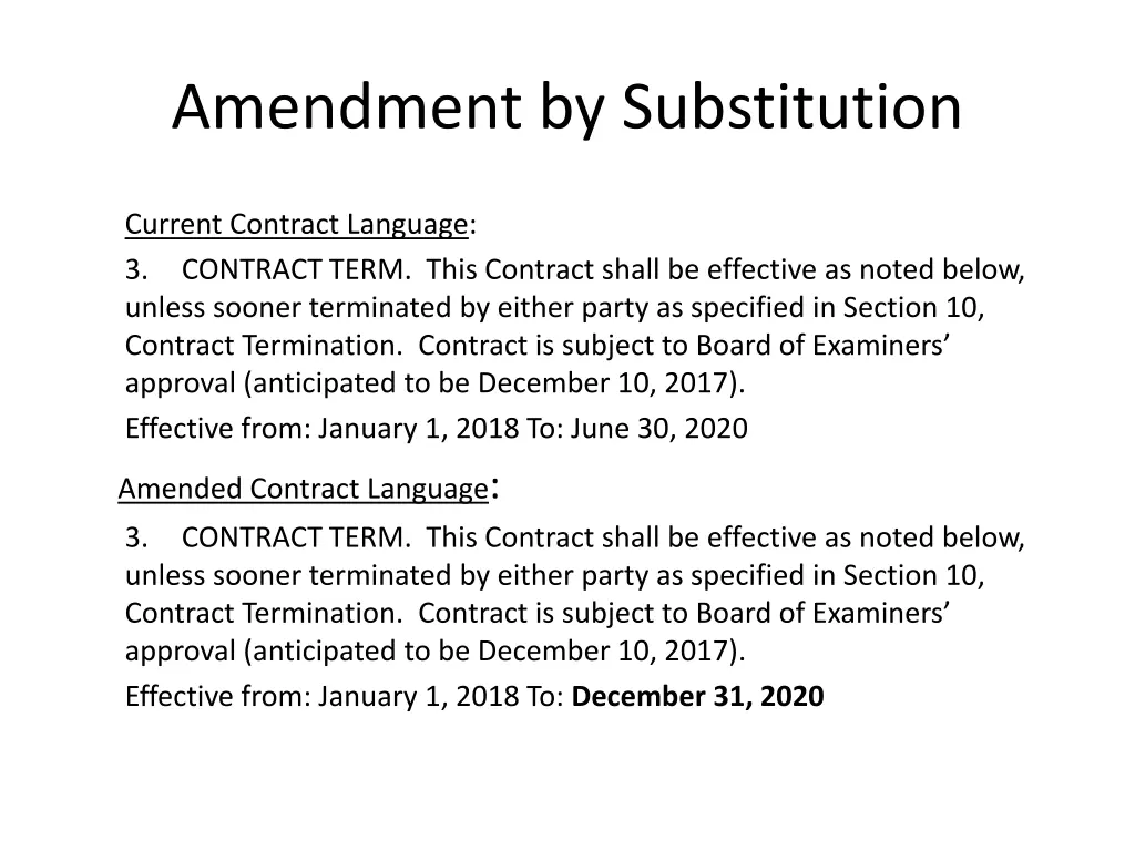 amendment by substitution