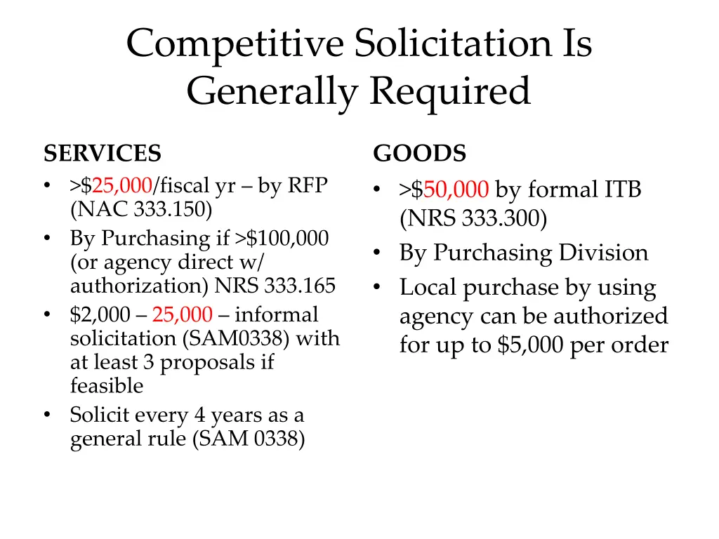 competitive solicitation is generally required