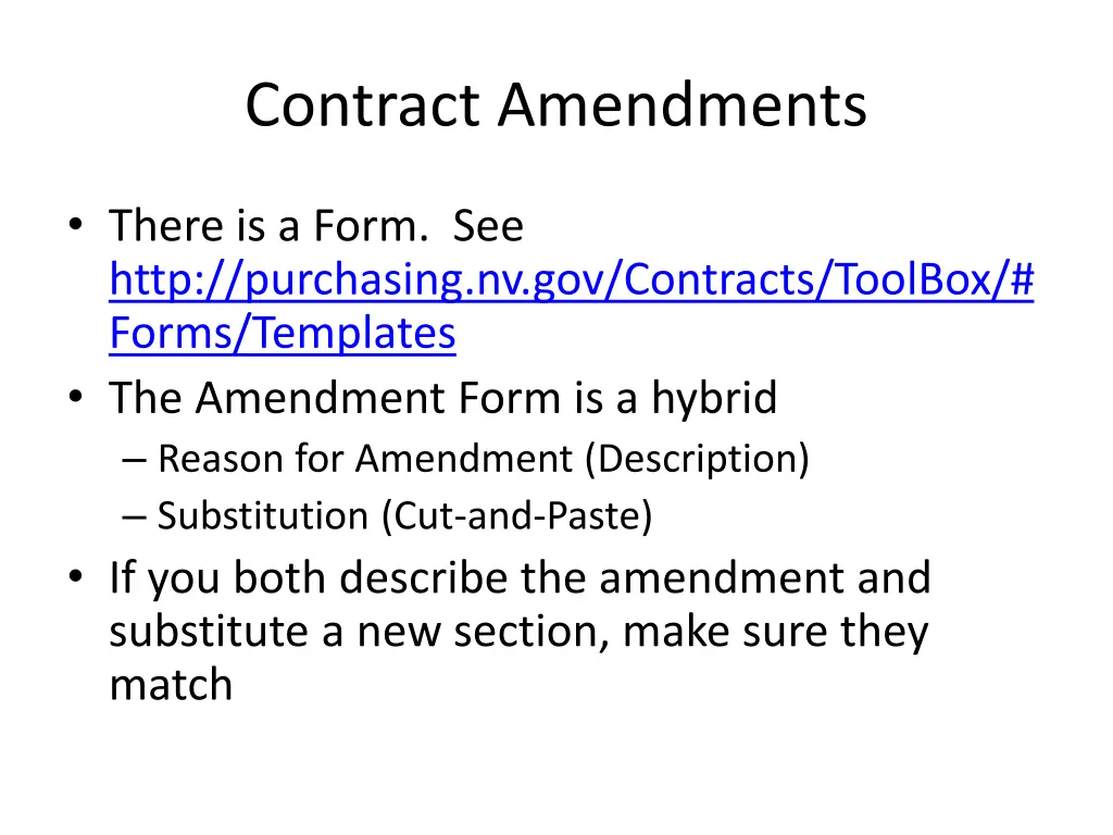 contract amendments