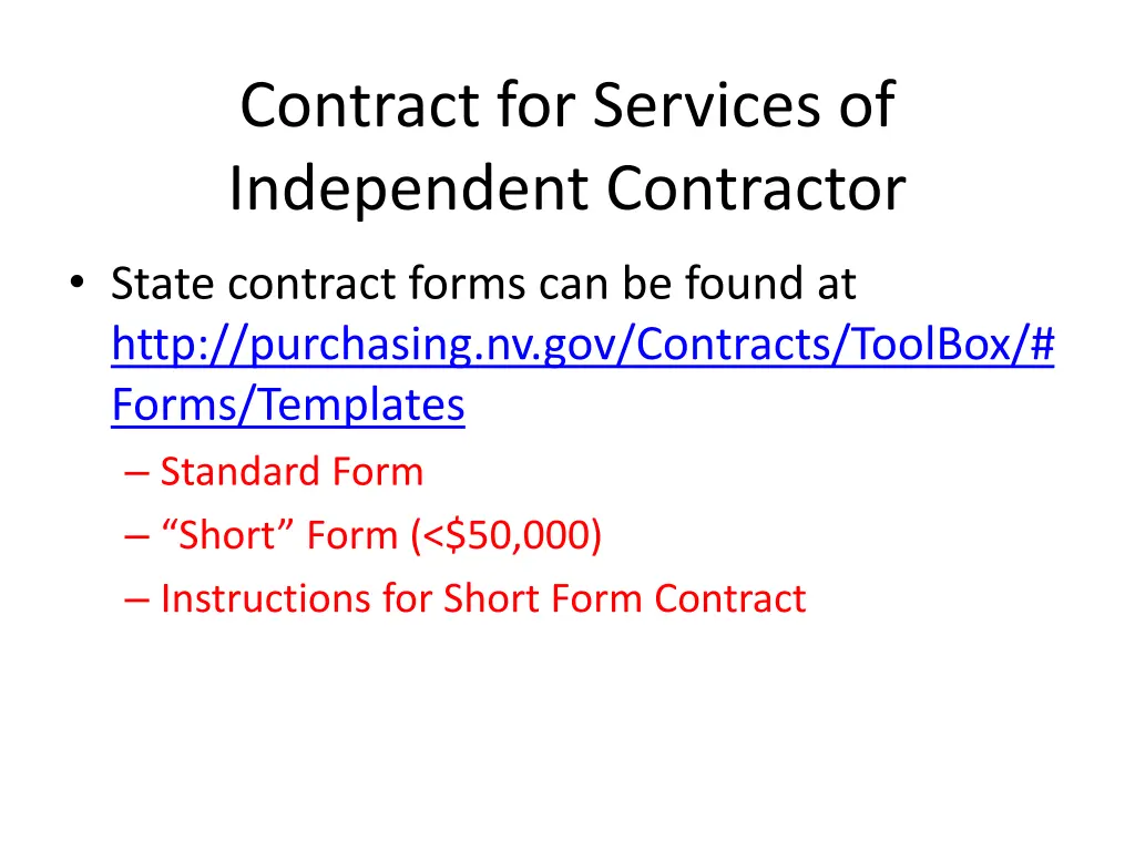 contract for services of independent contractor