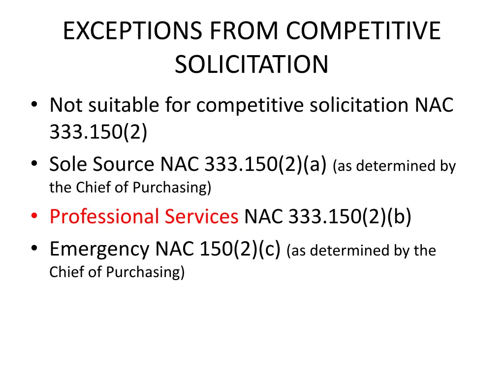 exceptions from competitive solicitation