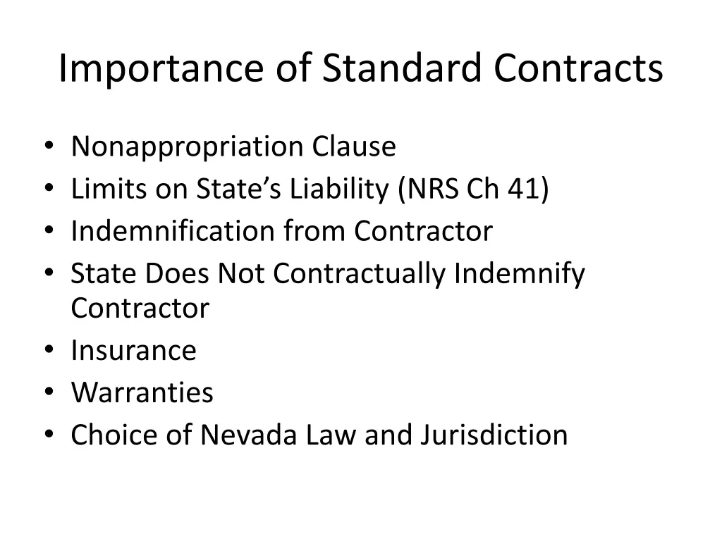 importance of standard contracts