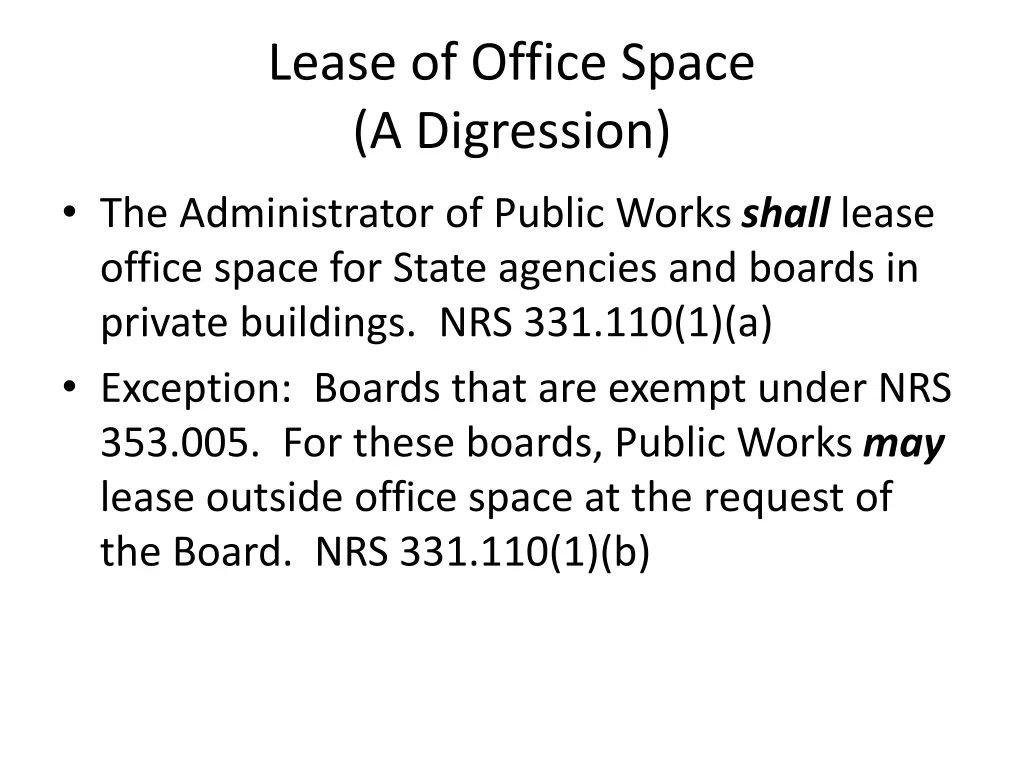 lease of office space a digression