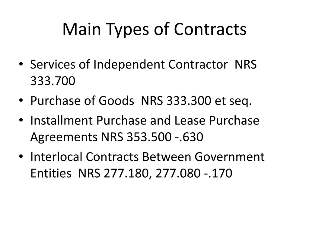 main types of contracts