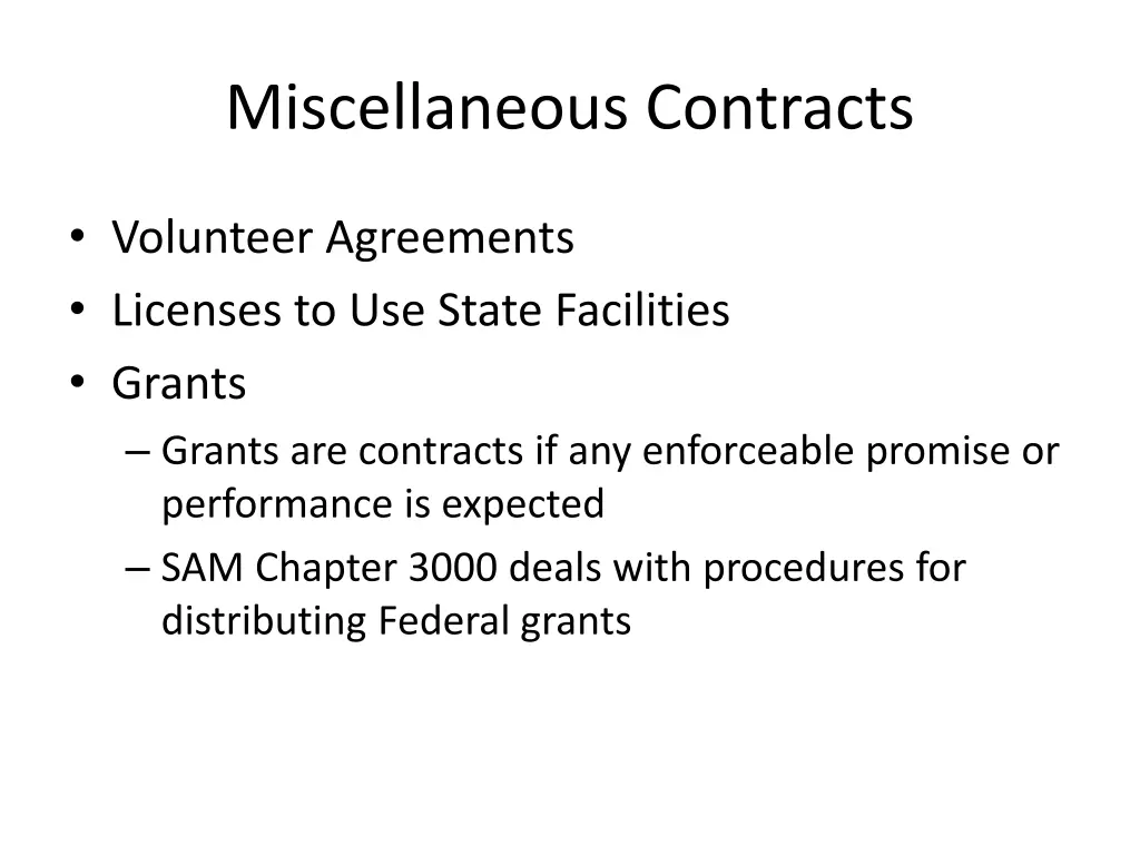 miscellaneous contracts