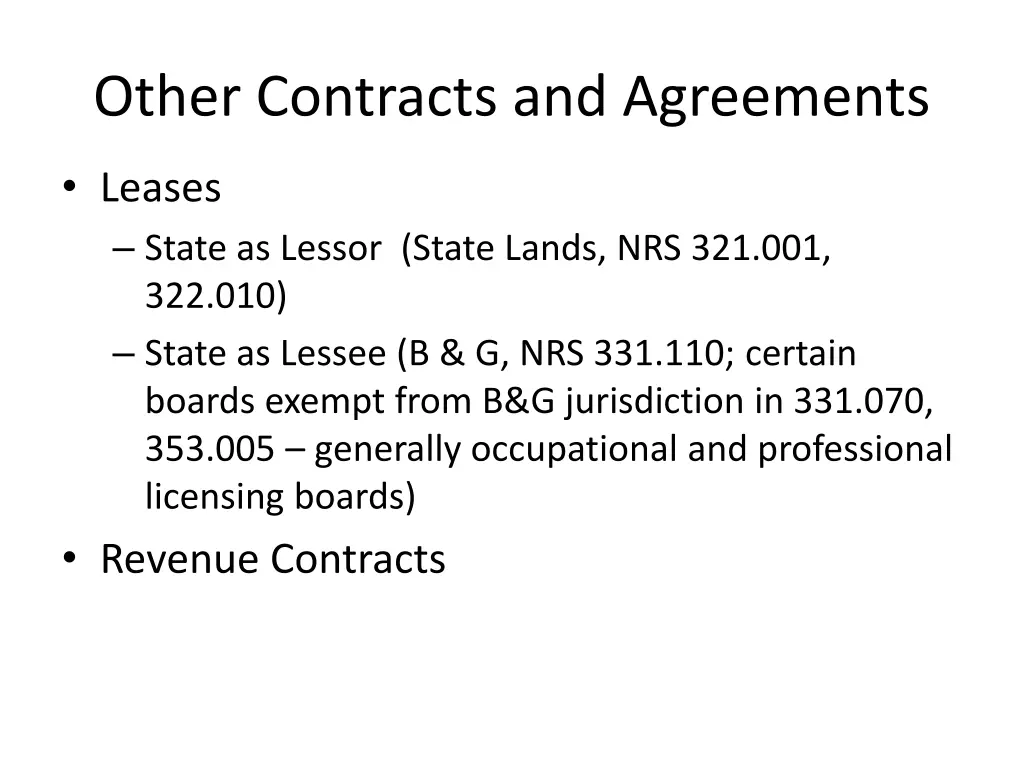 other contracts and agreements