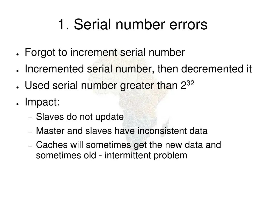 1 serial number errors