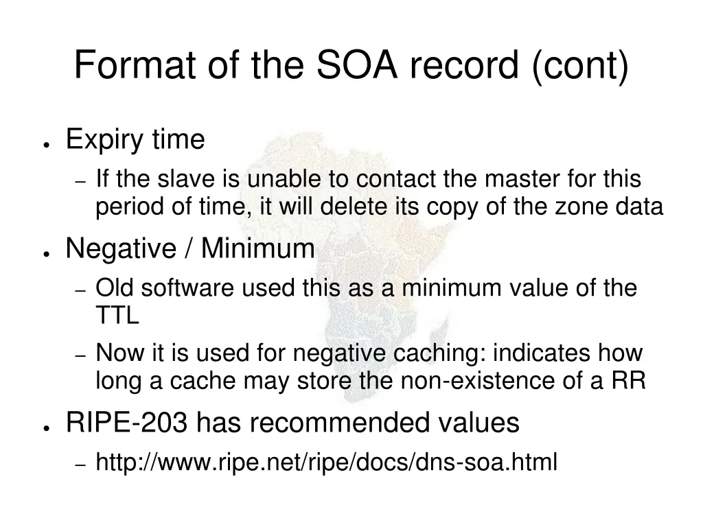 format of the soa record cont