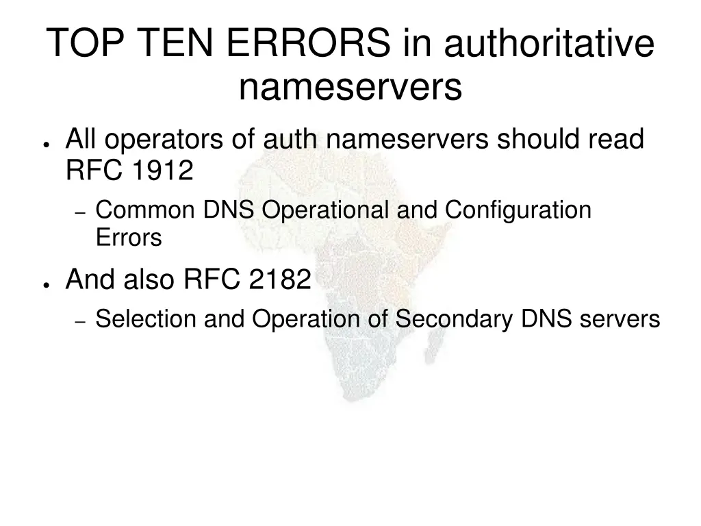 top ten errors in authoritative nameservers