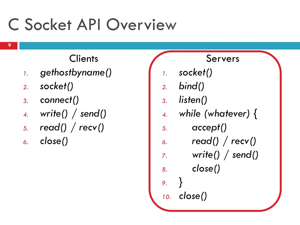 c socket api overview