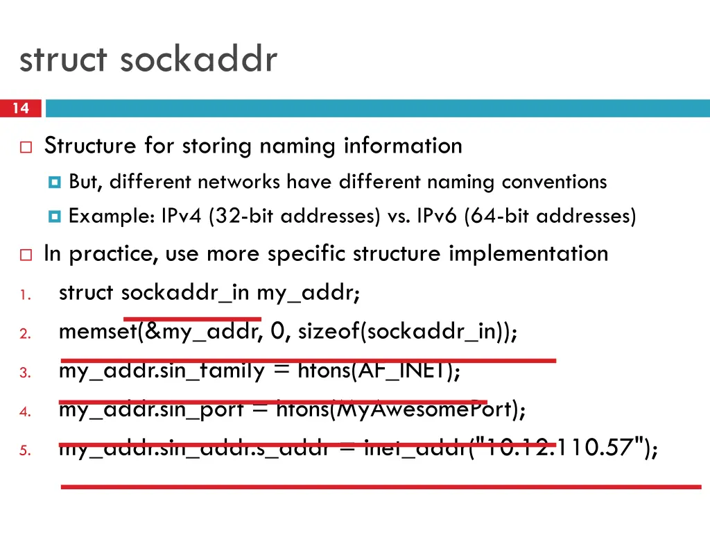 struct sockaddr