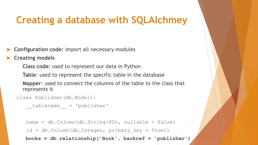 creating a database with sqlalchmey 4