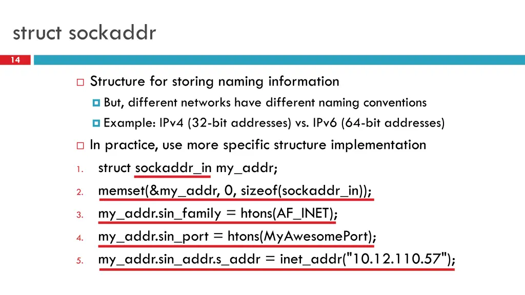 struct sockaddr