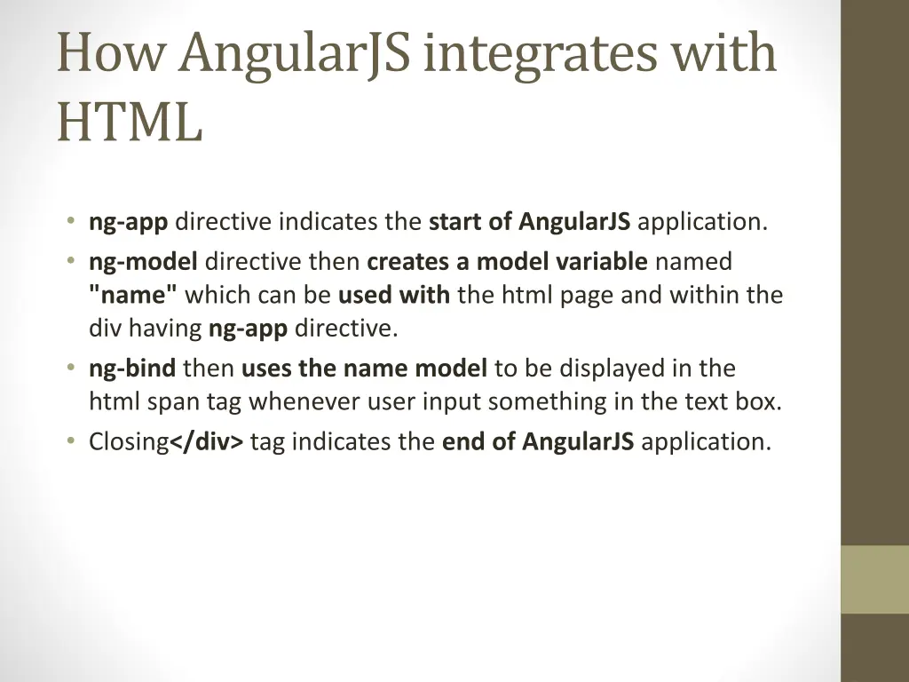 how angularjs integrates with html