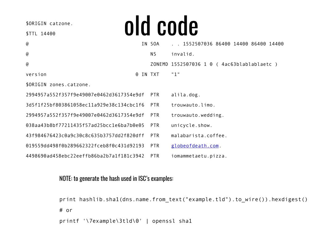 old code