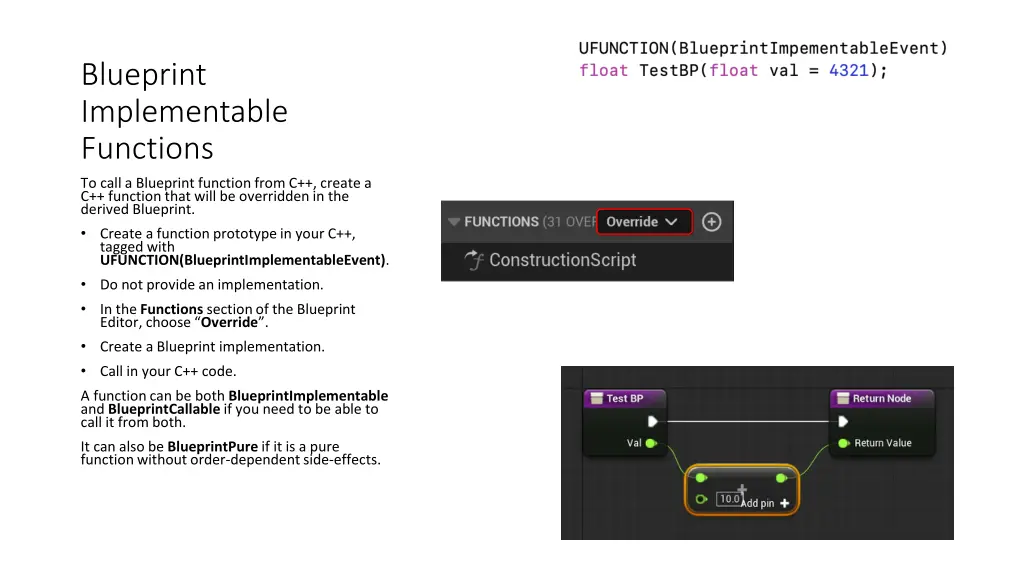 blueprint implementable functions