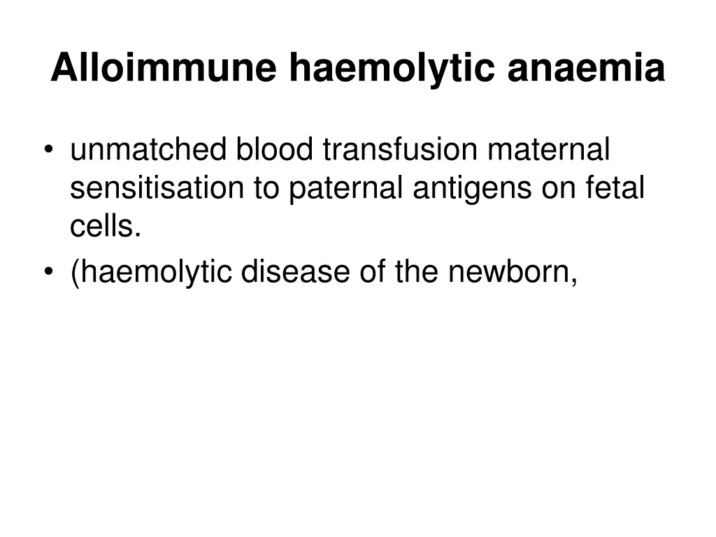 alloimmune haemolytic anaemia