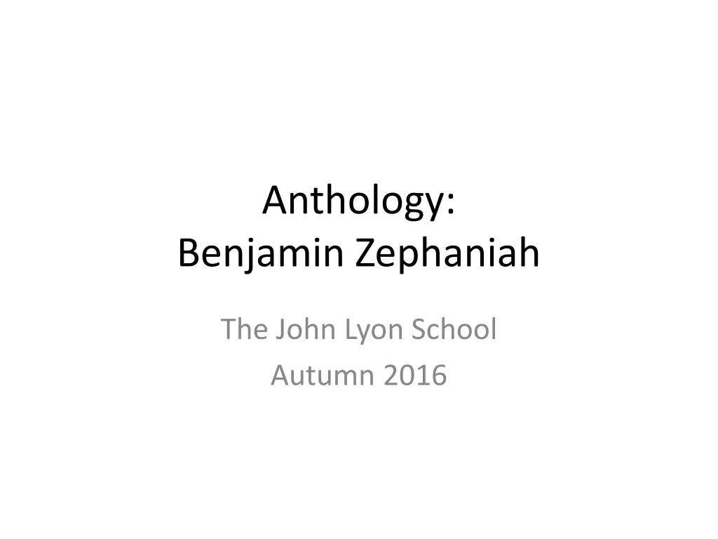 anthology benjamin zephaniah