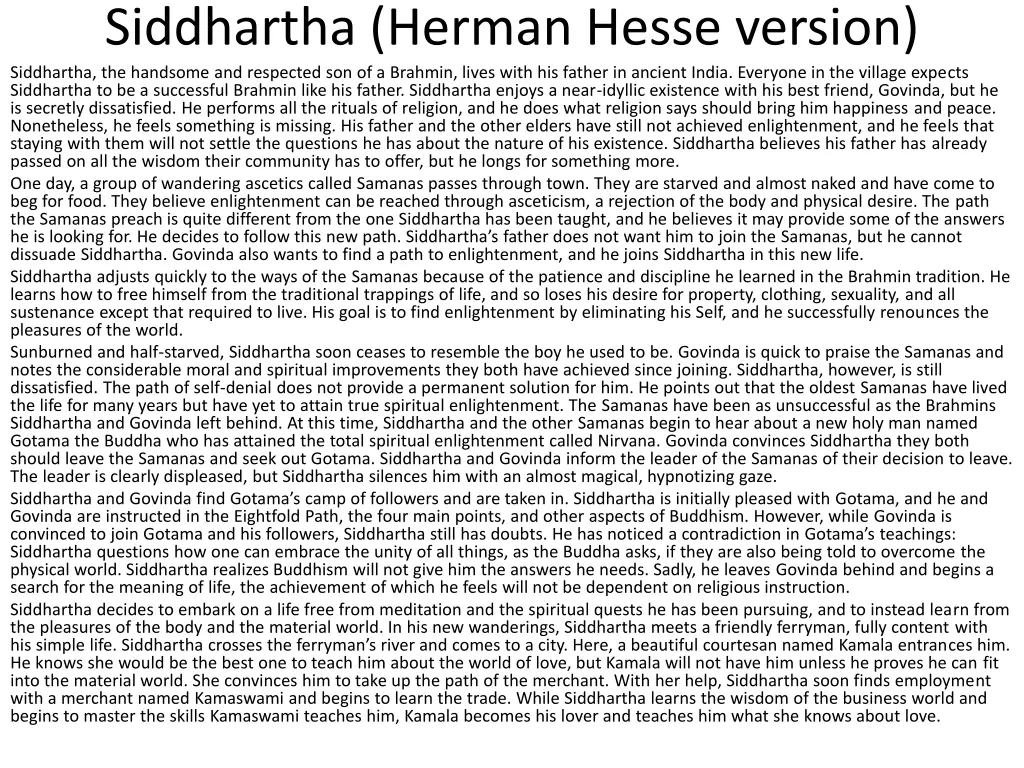 siddhartha herman hesse version siddhartha