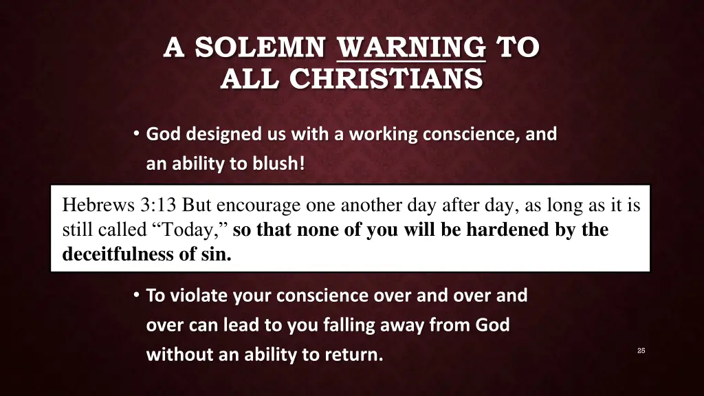 a solemn warning to all christians