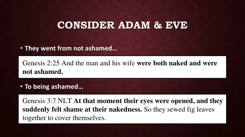 consider adam eve