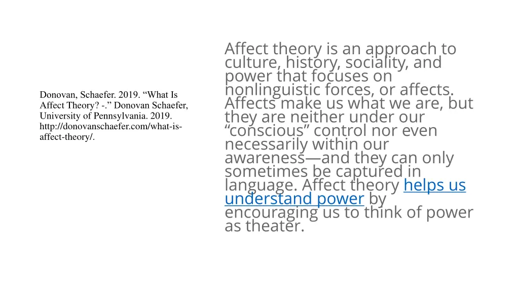 affect theory is an approach to culture history