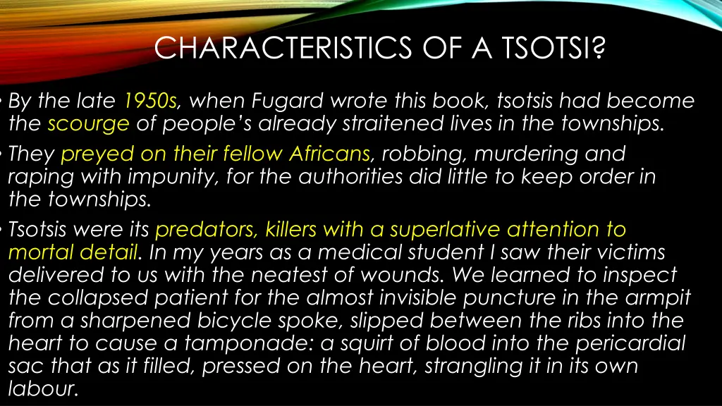 characteristics of a tsotsi