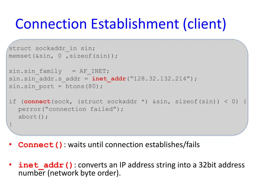 connection establishment client