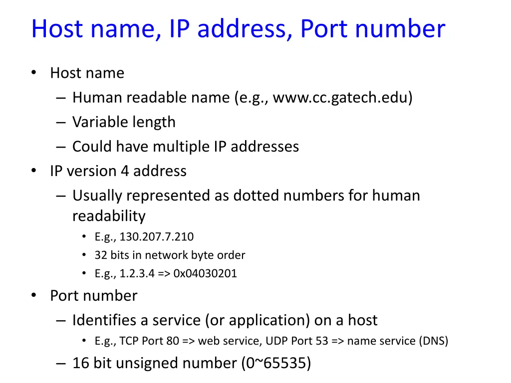 host name ip address port number