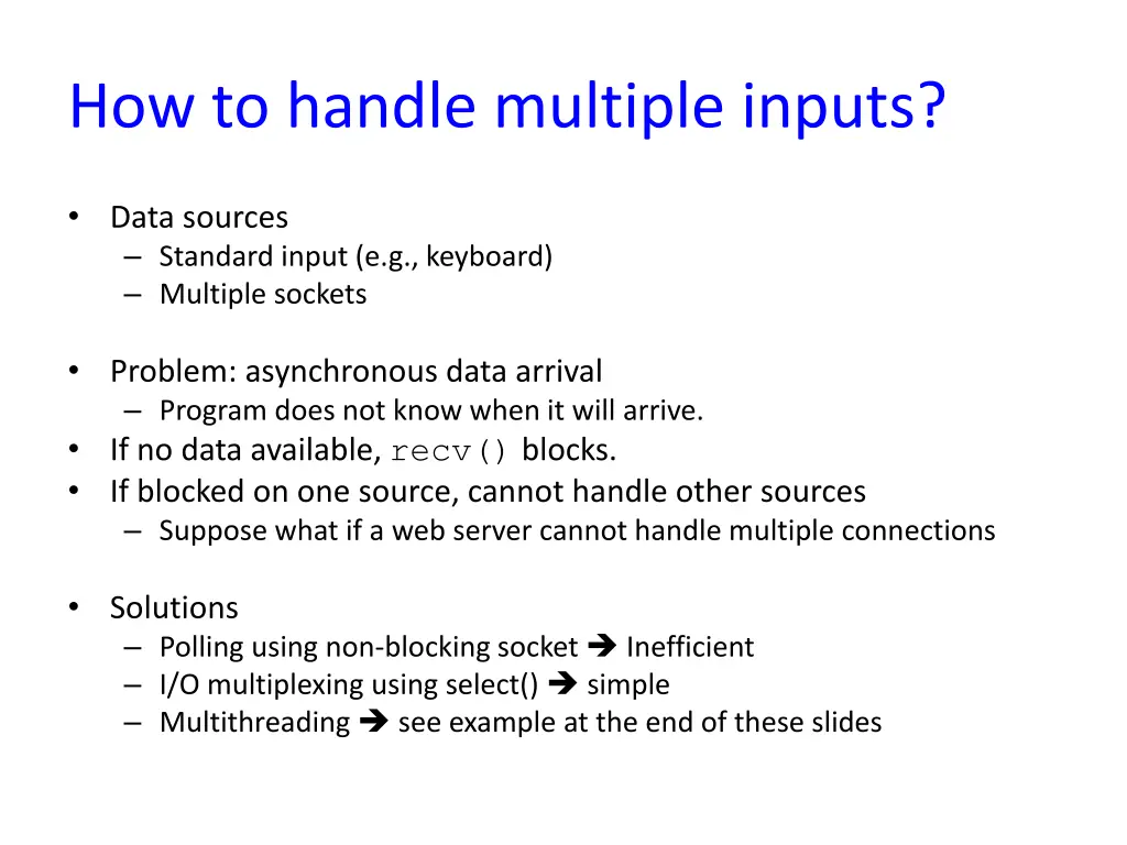 how to handle multiple inputs