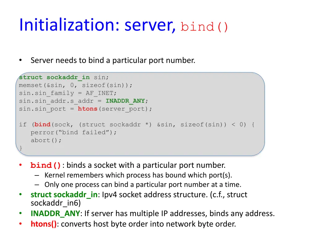 initialization server bind 1