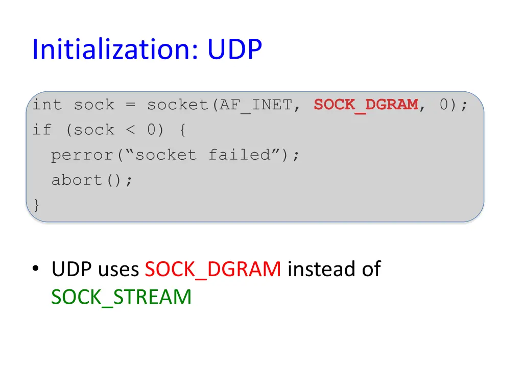 initialization udp