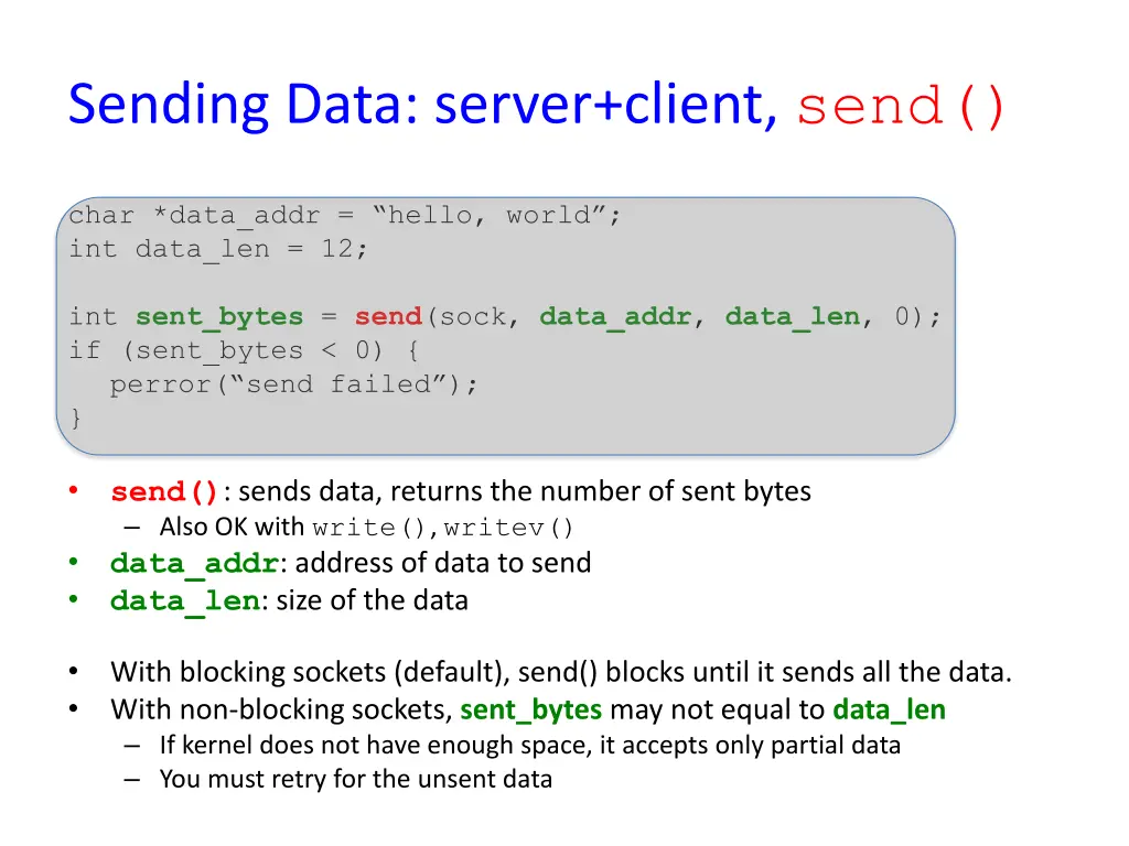 sending data server client send