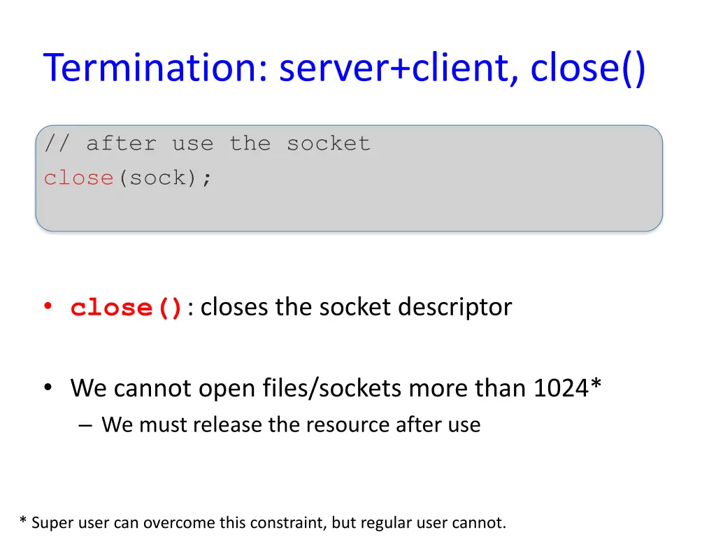 termination server client close