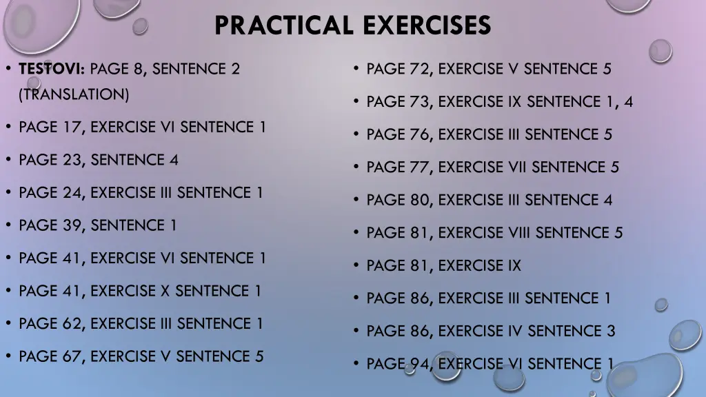 practical exercises