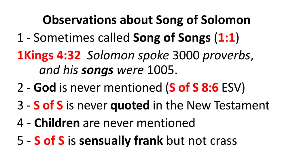 observations about song of solomon 1 sometimes