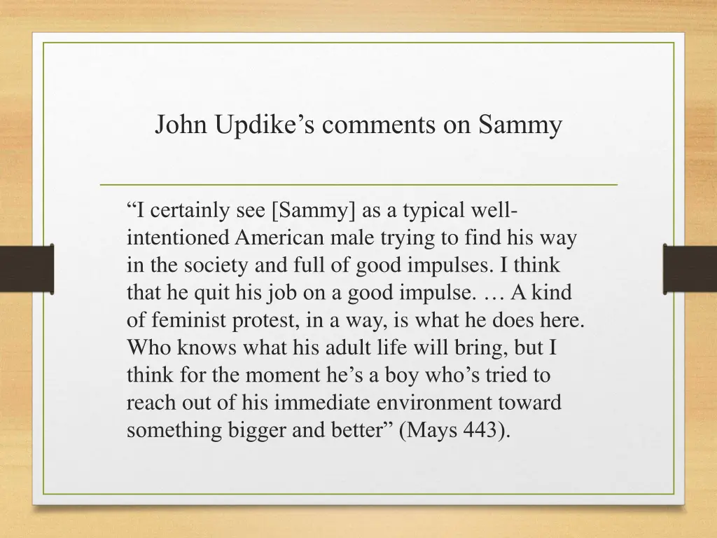 john updike s comments on sammy