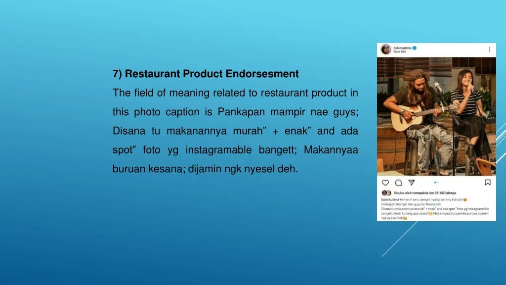 7 restaurant product endorsesment