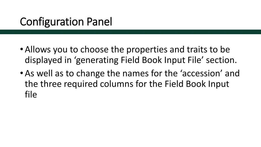 configuration panel configuration panel