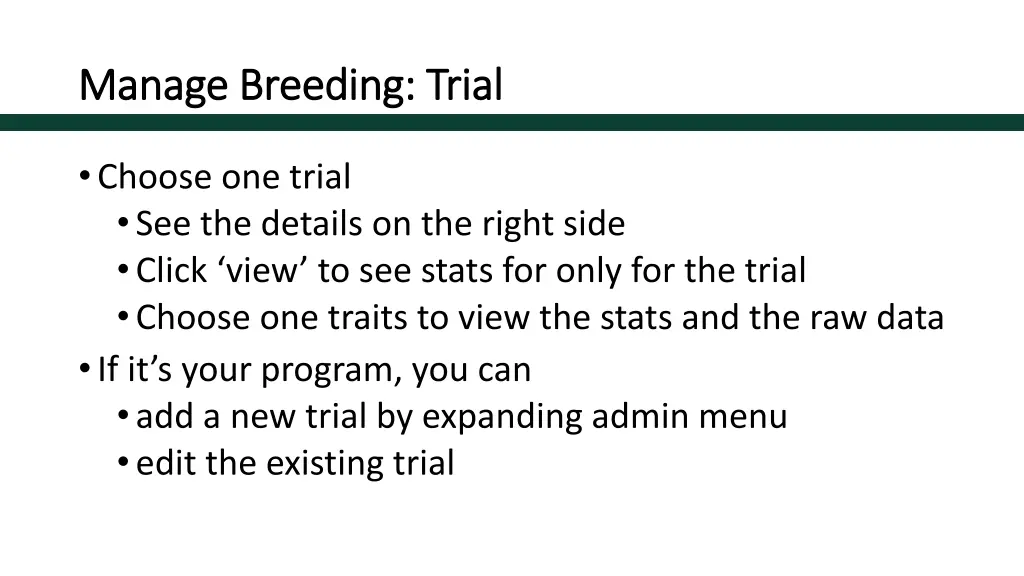 manage breeding trial manage breeding trial