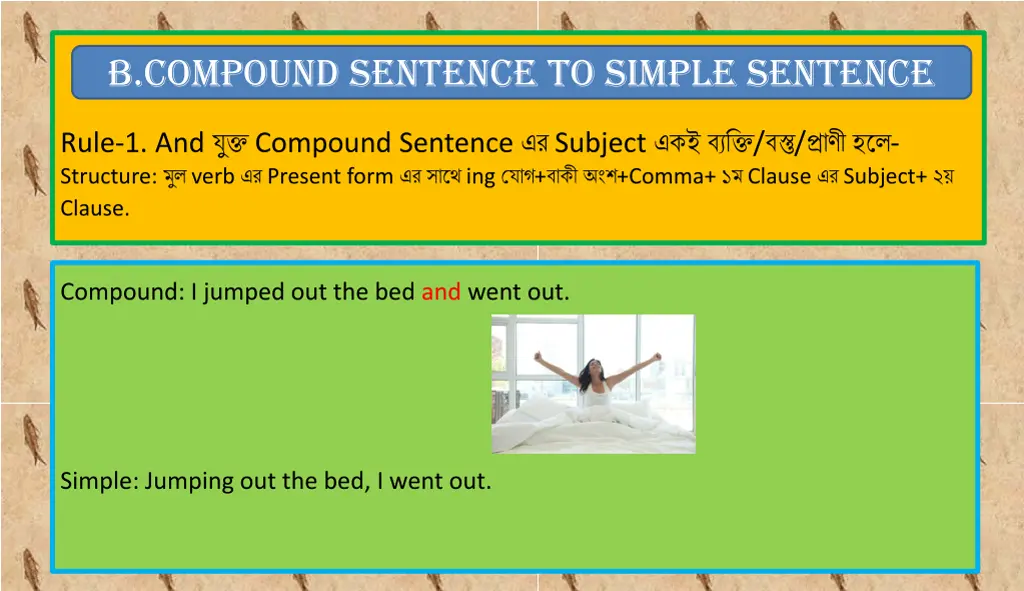 b compound sentence to simple sentence