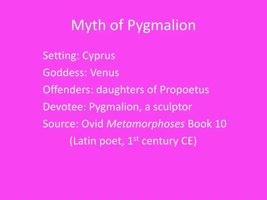 myth of pygmalion